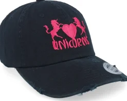 Unicorns Heart Black Destroyed Dad Cap - Unicorns