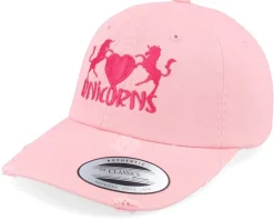 Unicorns Heart Pink Destroyed Dad Cap - Unicorns