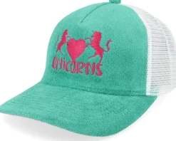Unicorns Heart Terry Teal/White A-frame Trucker - Unicorns
