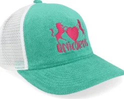 Unicorns Heart Terry Teal/White A-frame Trucker - Unicorns