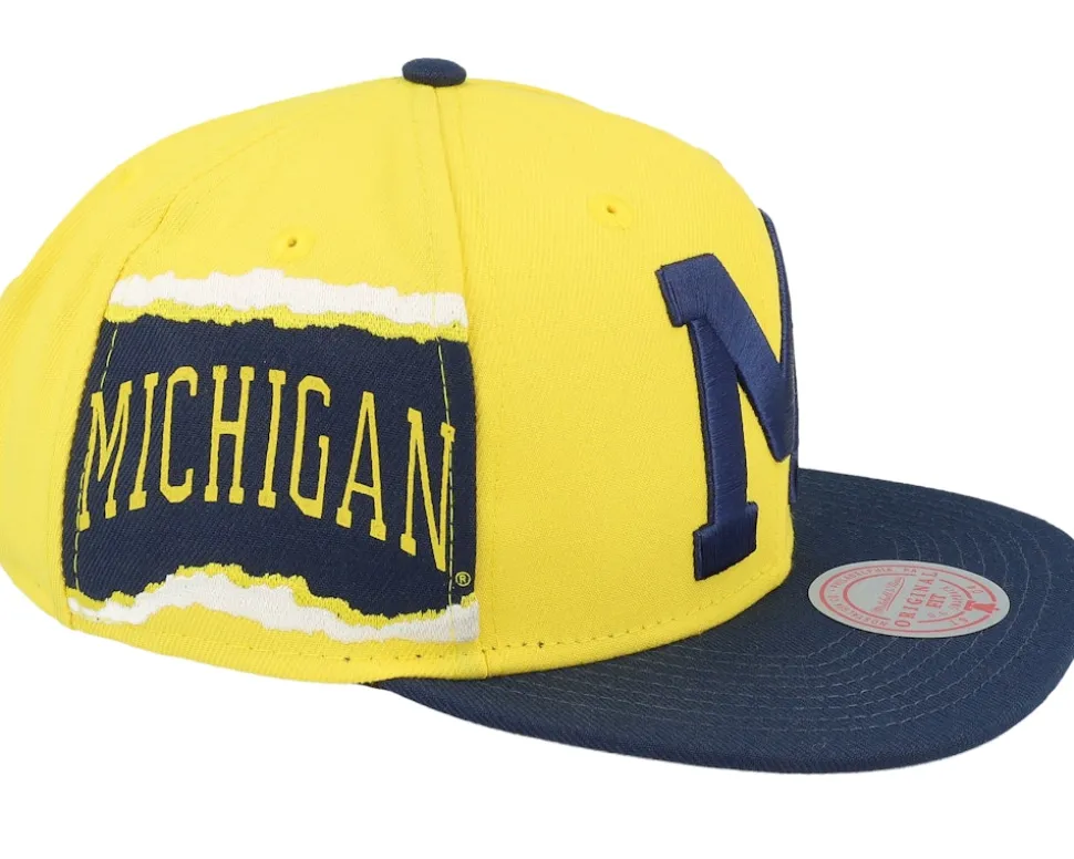 University Of Miami Jumbotron Ncaa Yellow/navy Snapback - Mitchell & Ness
