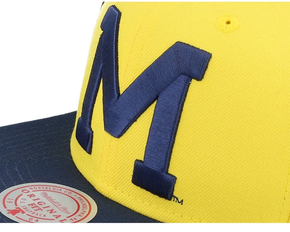 University Of Miami Jumbotron Ncaa Yellow/navy Snapback - Mitchell & Ness