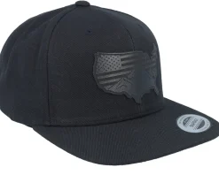 Usa Map Flag Black Patch Black Snapback - Iconic
