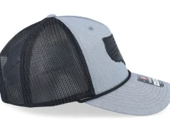 Usa Map Flag Black Patch Heather Grey/Black Rope A-Frame Trucker - Iconic