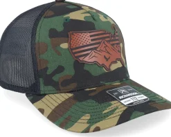 Usa Map Flag Brown Patch Camo/Black Trucker - Iconic