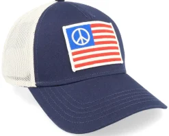 USA Peace Twill Valin Ptch Ivory Navy Trucker - American Needle