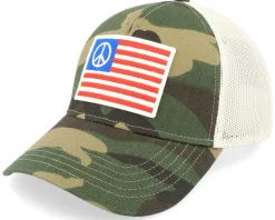 Usa Peace Twill Valin Ptch Ivory/Camo Trucker - American Needle