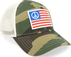 Usa Peace Twill Valin Ptch Ivory/Camo Trucker - American Needle