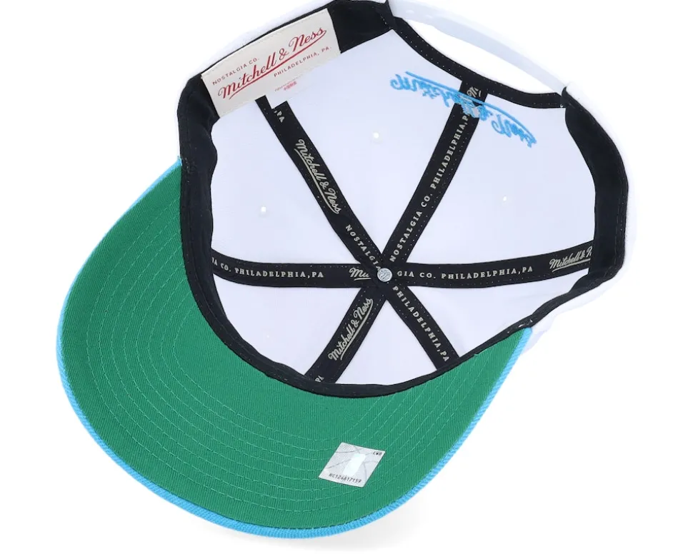 Utah Jazz Team 2 Tone 2.0 Pro White/Teal Adjustable - Mitchell & Ness