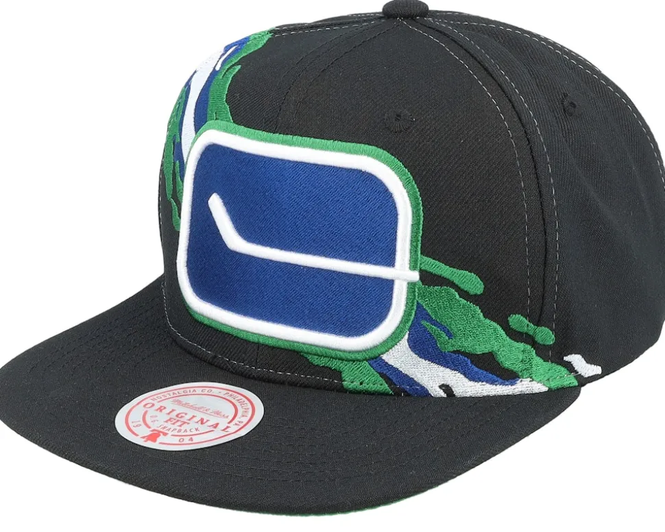 Vancouver Canucks Vintage Paintbrush Black Snapback - Mitchell & Ness