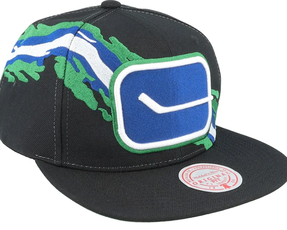 Vancouver Canucks Vintage Paintbrush Black Snapback - Mitchell & Ness