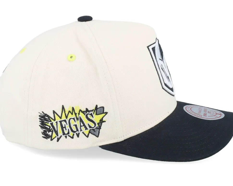 Vegas Golden Knights Overspray Pro Off White/Black A-frame Adjustable - Mitchell & Ness