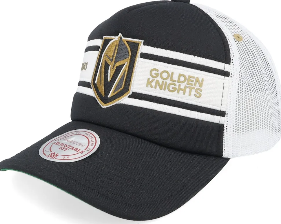 Vegas Golden Knights Sideline Black/White A-frame Trucker - Mitchell & Ness