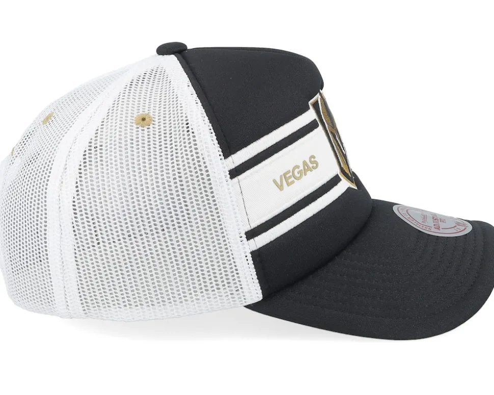Vegas Golden Knights Sideline Black/White A-frame Trucker - Mitchell & Ness