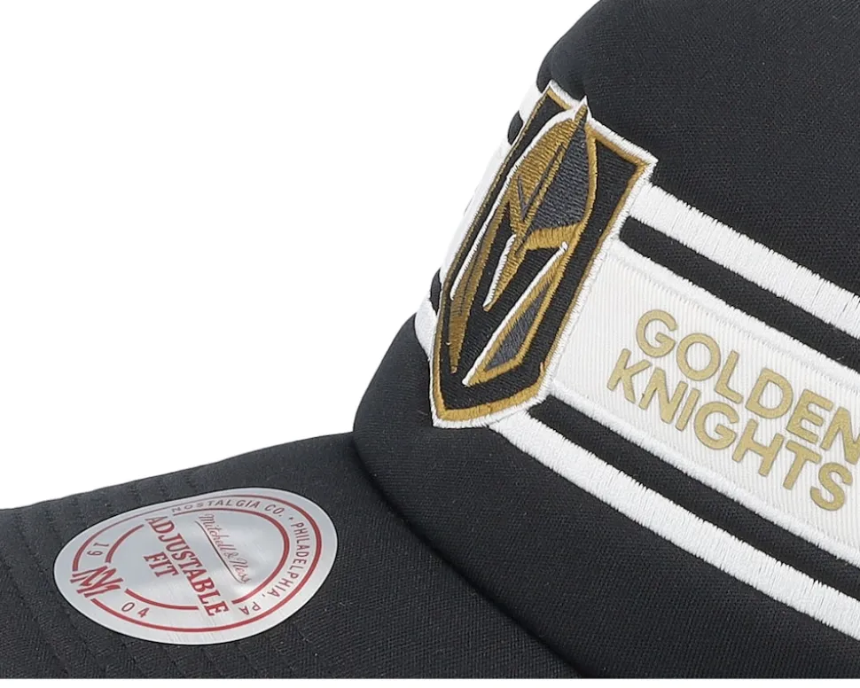 Vegas Golden Knights Sideline Black/White A-frame Trucker - Mitchell & Ness
