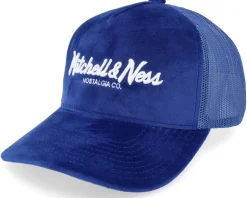 Velvet Pinscript Blue A-Frame Trucker - Mitchell & Ness