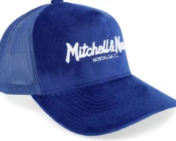 Velvet Pinscript Blue A-Frame Trucker - Mitchell & Ness