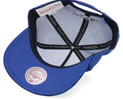 Velvet Pinscript Blue A-Frame Trucker - Mitchell & Ness