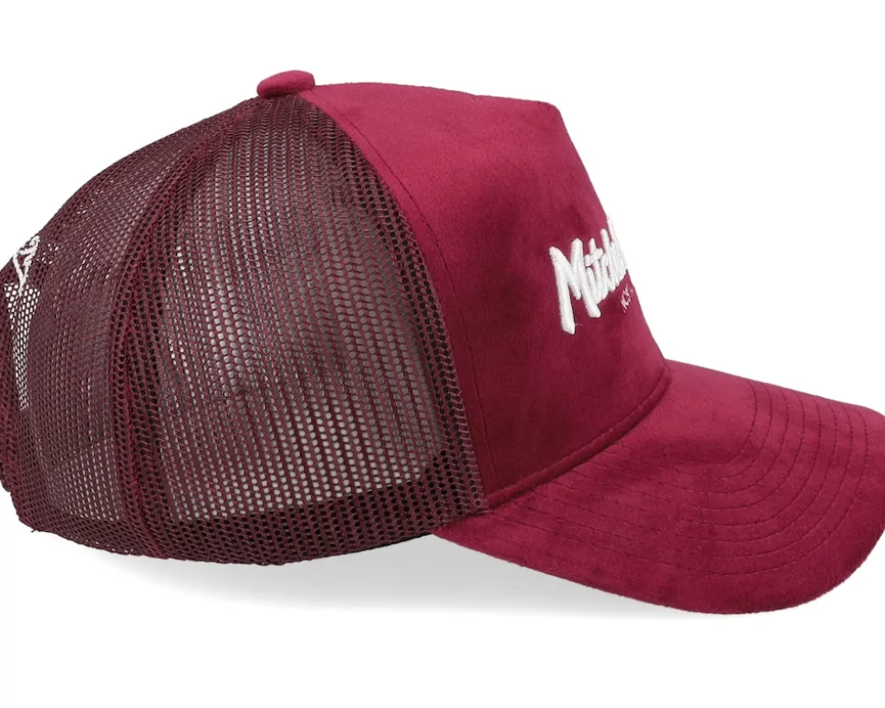 Velvet Pinscript Maroon Trucker - Mitchell & Ness