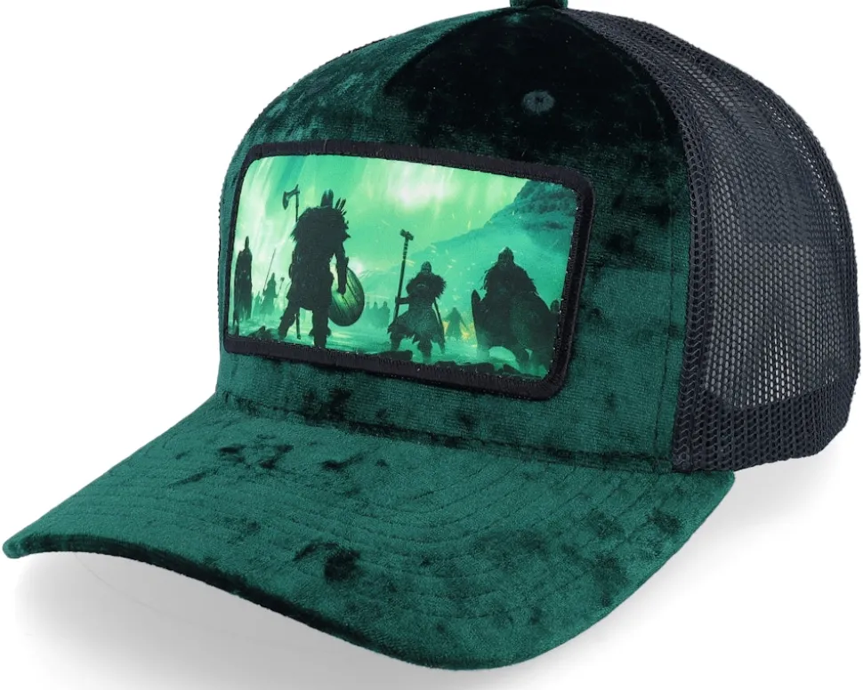 Vikings Aurora Sky Velvet Black A-frame Trucker - Calza Pennello