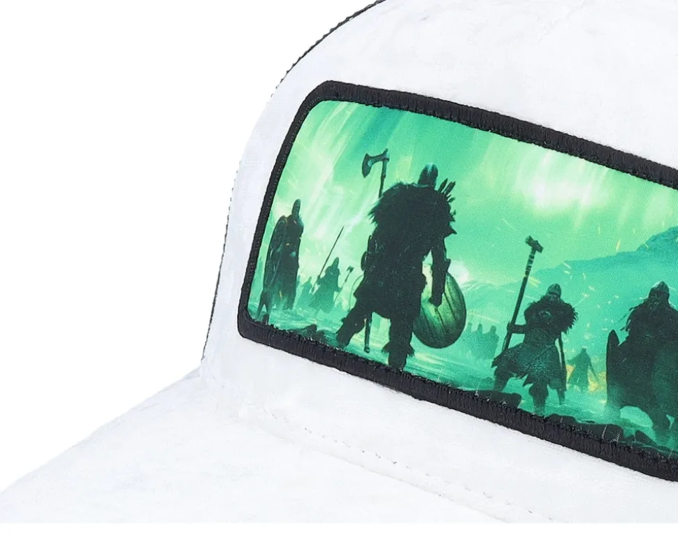 Vikings Aurora Sky Velvet White/Black A-Frame Trucker - Calza Pennello