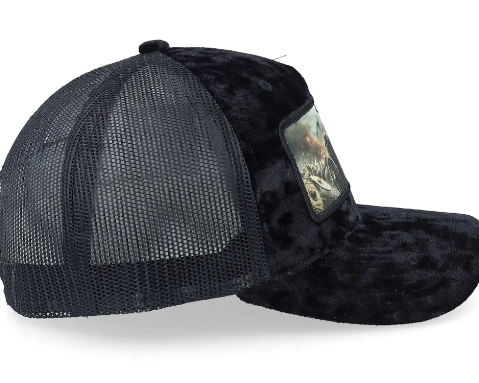 Vikings Fighting Battlefield Velvet Black A-Frame Trucker - Calza Pennello