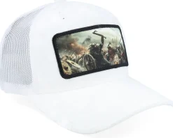 Vikings Fighting Battlefield Velvet White A-Frame Trucker - Calza Pennello