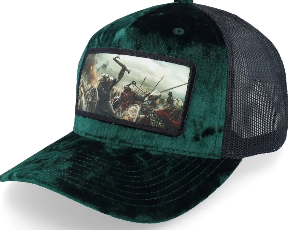 Vikings Fighting Battlefield Velvet White A-Frame Trucker - Calza Pennello
