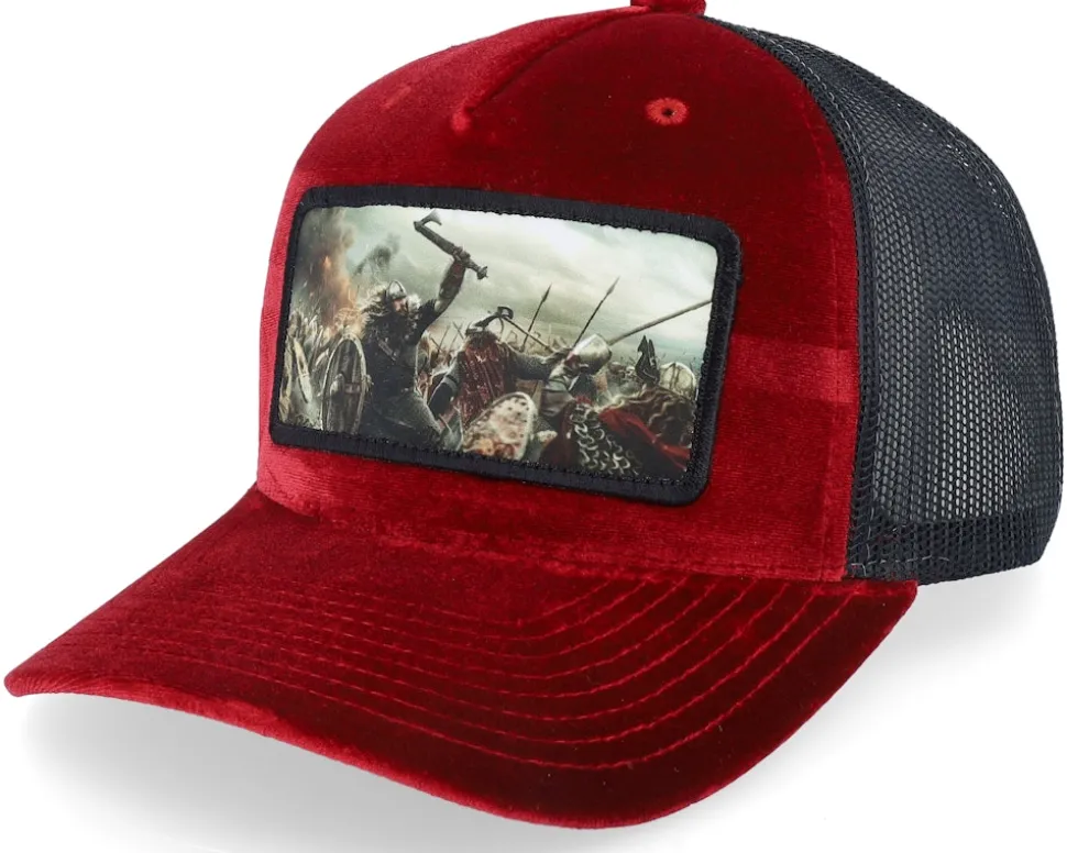 Vikings Fighting Battlefield Velvet White A-Frame Trucker - Calza Pennello