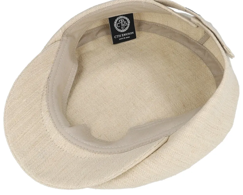 Viktor Herringbone Hemp Natural Flat Cap - CTH Ericson