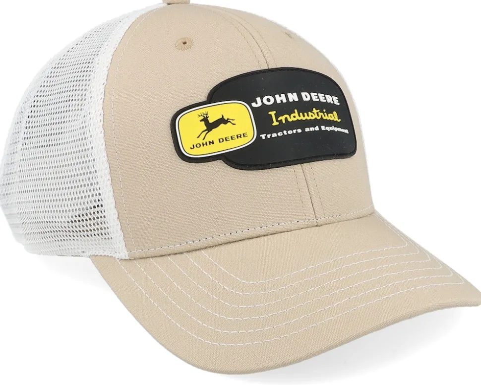Vintage Industrial White/Beige Trucker - John Deere