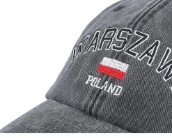 Warszawa Poland Washed Black Dad Cap - Iconic