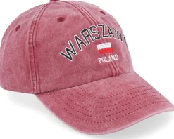 Warszawa Poland Washed Red Dad Cap - Iconic