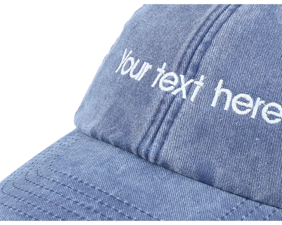 Washed Denim Blue Dad Cap With Embroidery - Beechfield