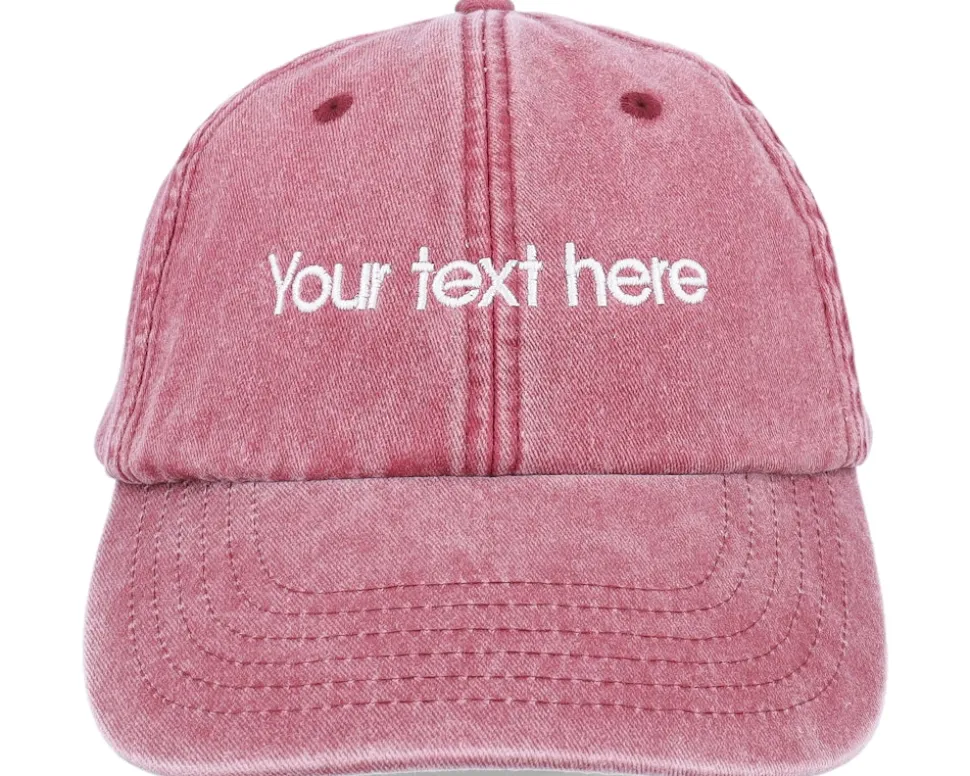 Washed Denim Blue Dad Cap With Embroidery - Beechfield