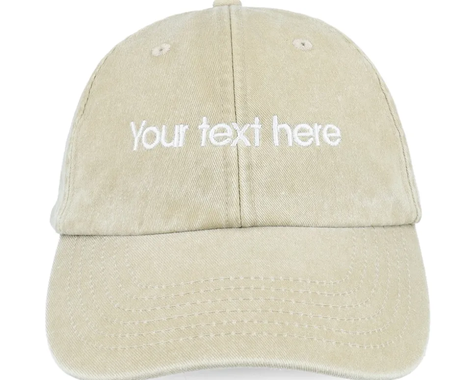 Washed Denim Blue Dad Cap With Embroidery - Beechfield