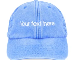 Washed Denim Blue Dad Cap With Embroidery - Beechfield