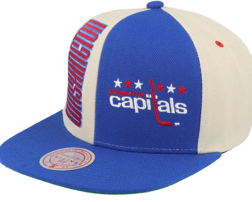 Washington Capitals Pop Panel Off White/Royal Snapback - Mitchell & Ness