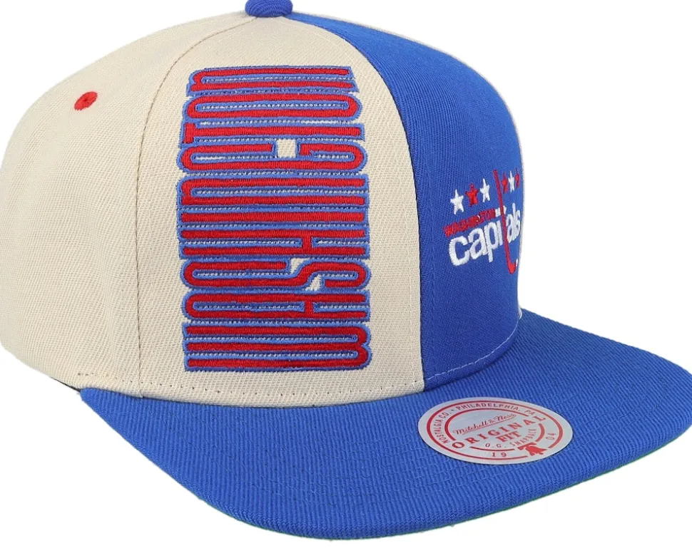 Washington Capitals Pop Panel Off White/Royal Snapback - Mitchell & Ness