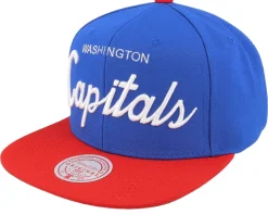 Washington Capitals Vintage Script Blue/Red Snapback - Mitchell & Ness