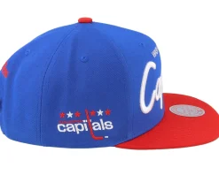 Washington Capitals Vintage Script Blue/Red Snapback - Mitchell & Ness