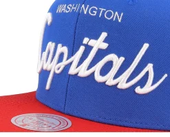 Washington Capitals Vintage Script Blue/Red Snapback - Mitchell & Ness