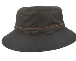 Waxed Cotton Brown Bucket - Stetson