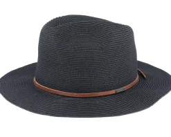 Wesley Packable Black Fedora Straw Hat - Brixton