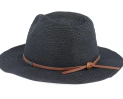 Wesley Packable Black Fedora Straw Hat - Brixton