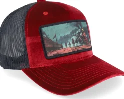 Western Outlaws & Cowboys Velvet Red/Black A-frame Trucker - Calza Pennello