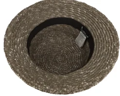 Wheat Braid Cloche With Fabric Flower Olive Straw Hat - Seeberger