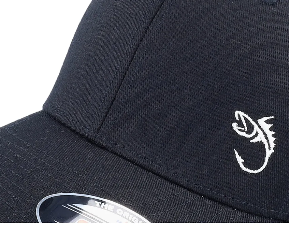 White Fish Hook Logo Black Flexfit - Skillfish