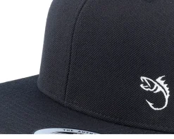 White Fish Hook Logo Black Snapback - Skillfish