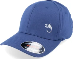 White Fish Hook Logo Navy Flexfit - Skillfish